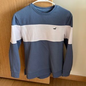 Slate Blue and White Striped Crewneck